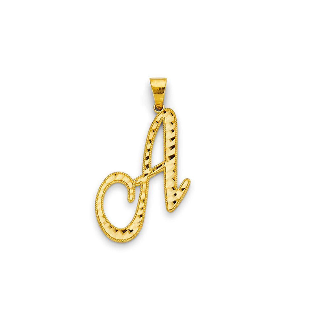 Yellow Gold Cursive Initial Letter A Pendant