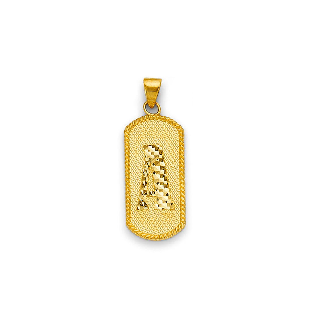 Yellow Gold Initial Letter A Dog Tag Pendant