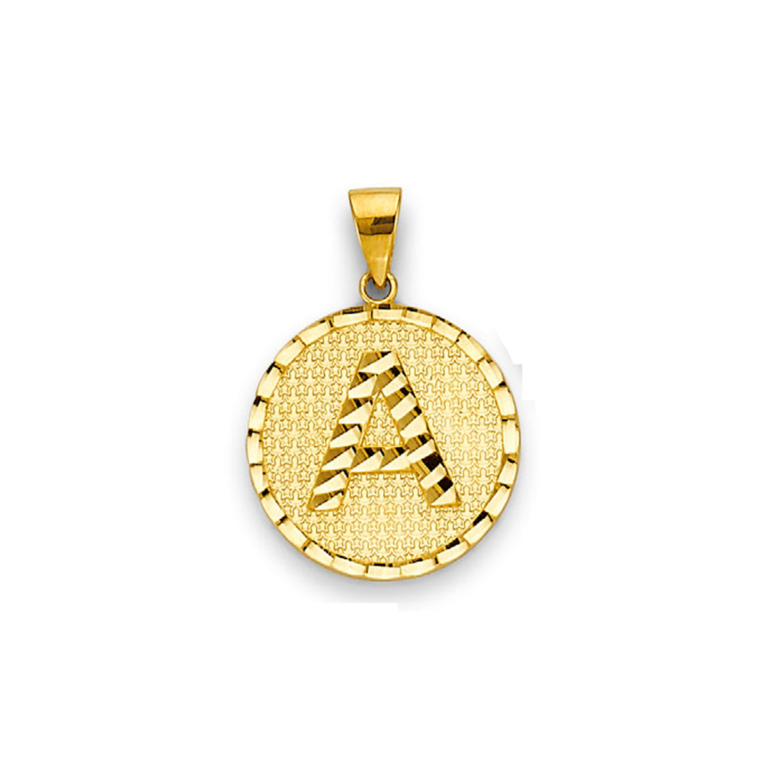 Yellow Gold Personalized Initial Letter Round Pendant