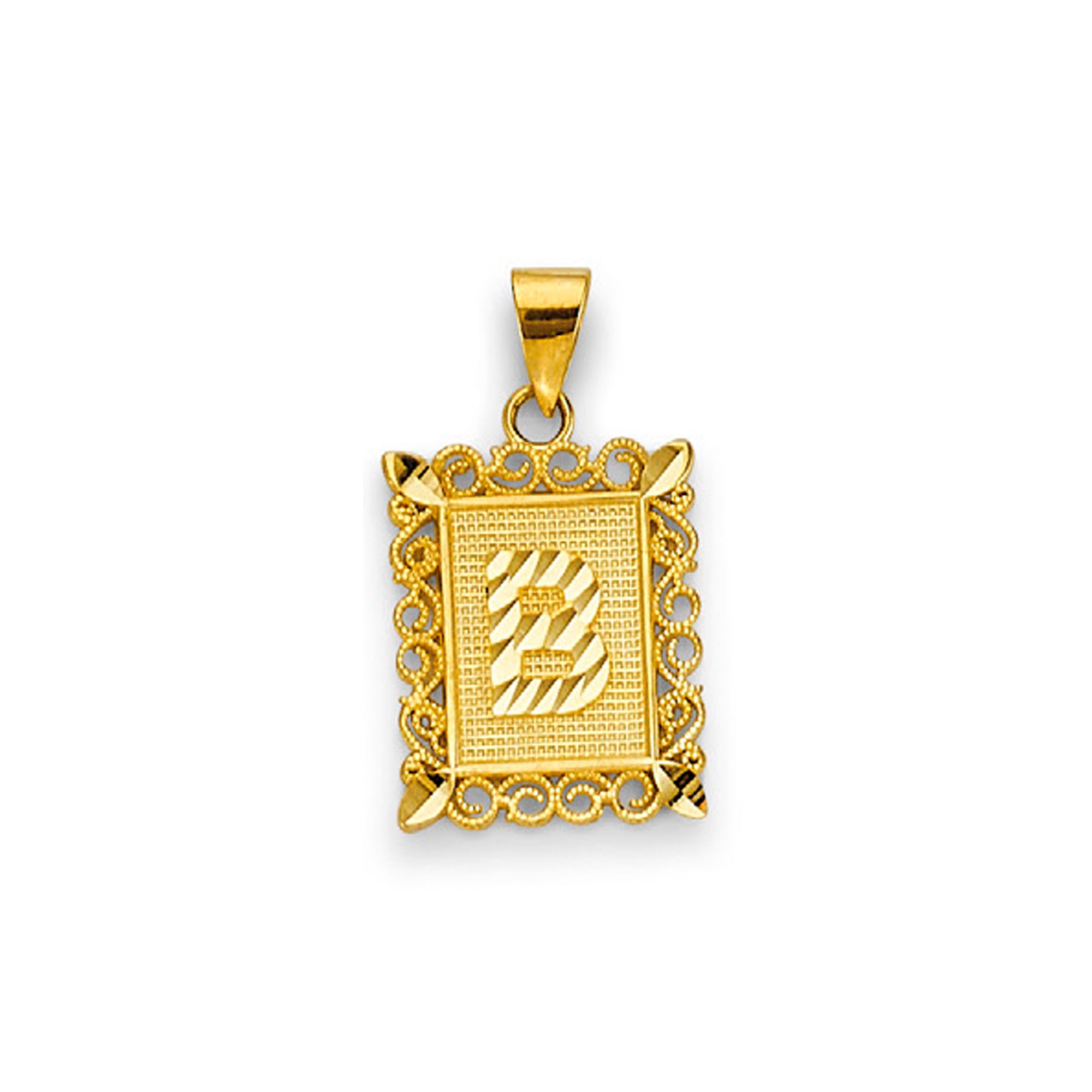 Yellow Gold Initial Letter Rectangular Tag Pendant
