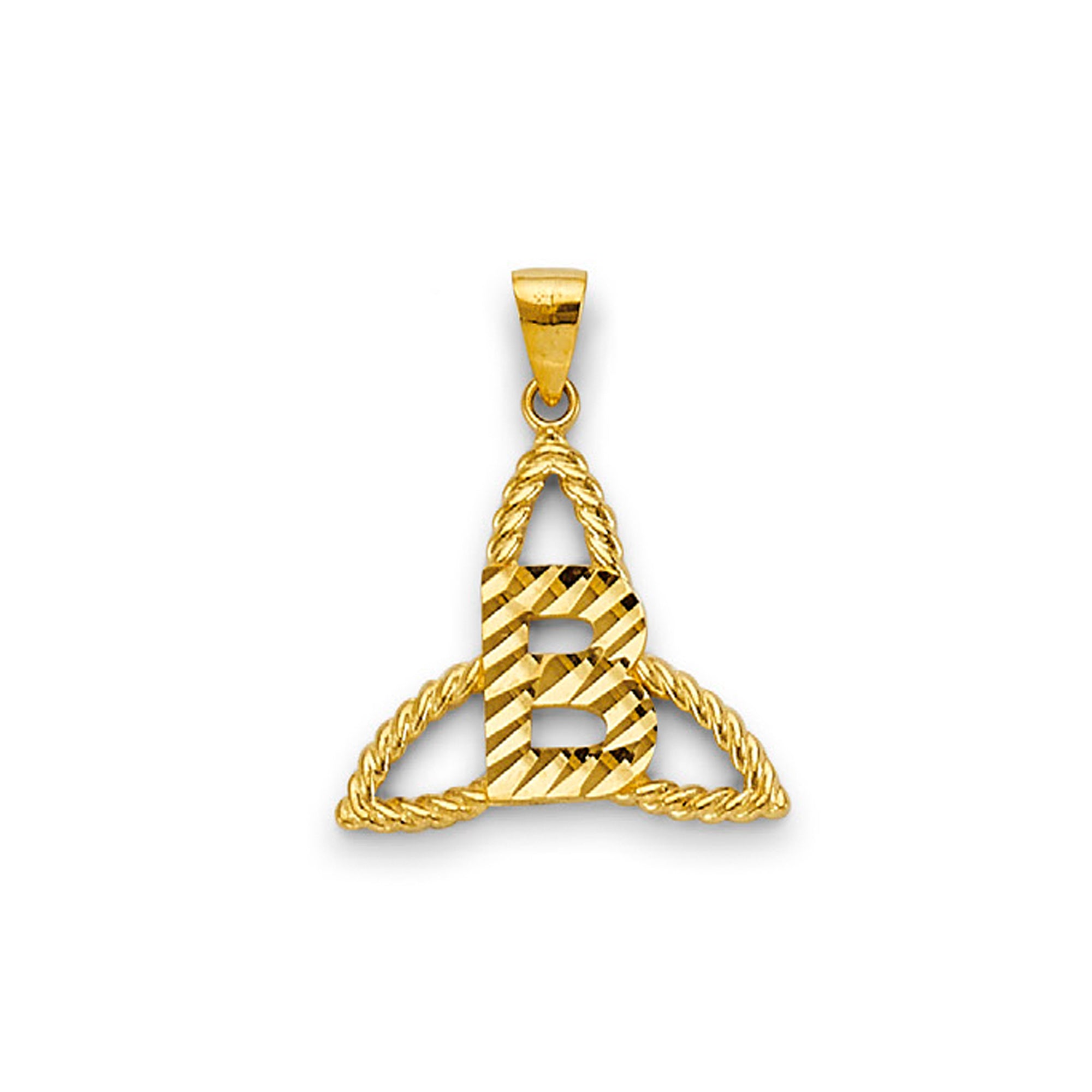 Yellow Gold Initial Letter Trinity Knot Pendant