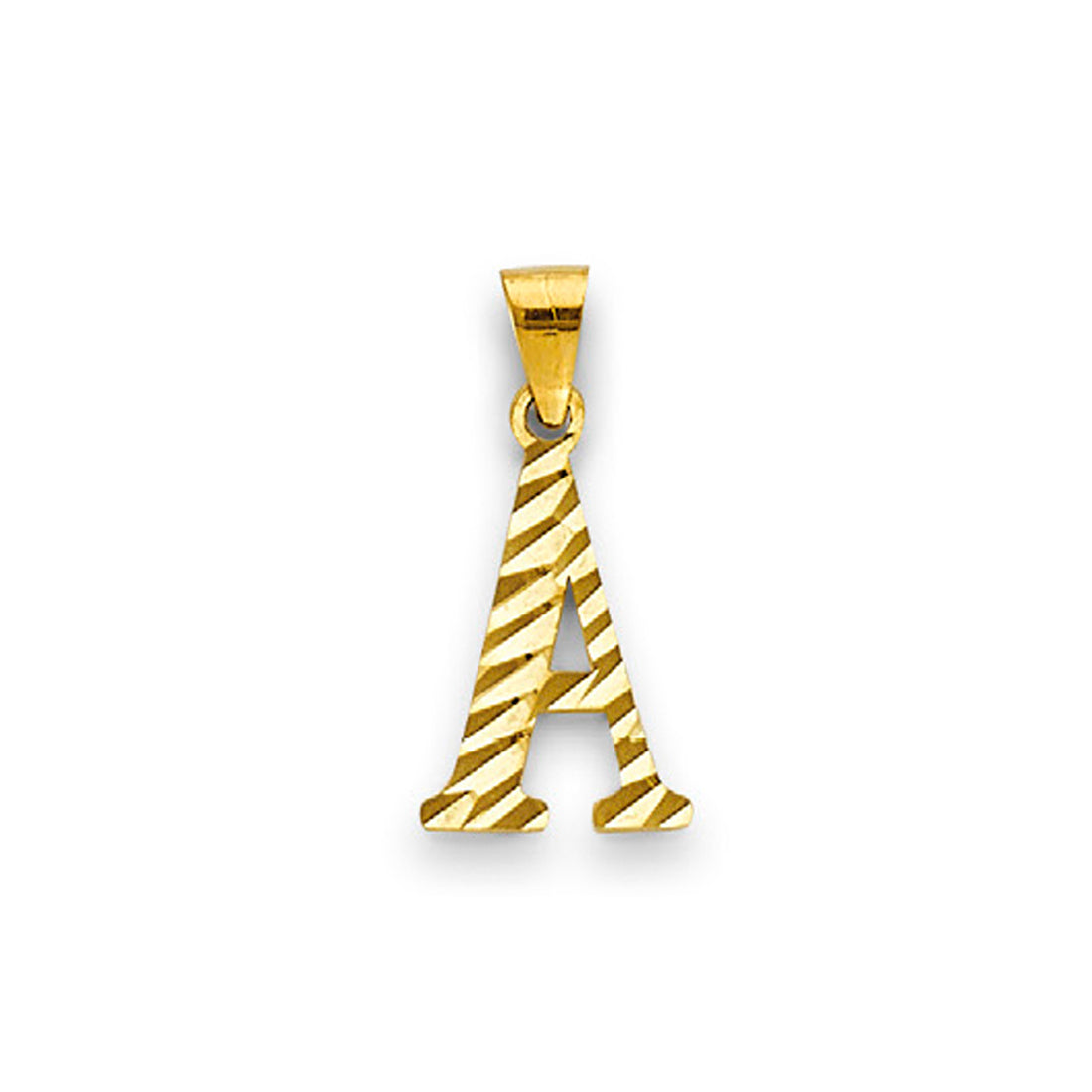Yellow Gold Textured Diamond-cut Initial Letter Pendant