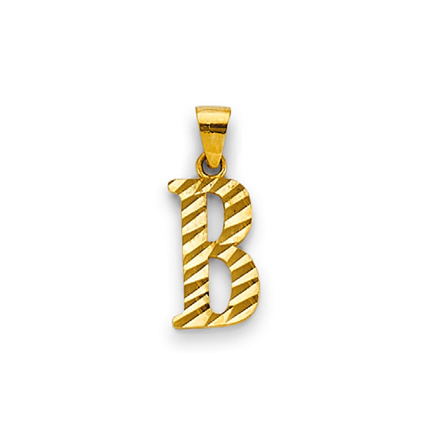 Yellow Gold Textured Diamond-Cut Initial Letter Pendant