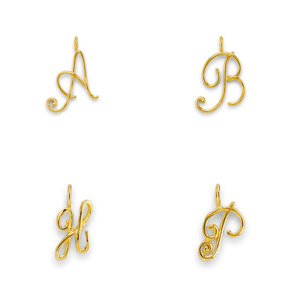 Yellow Gold Calligraphed Initial Letter Pendant