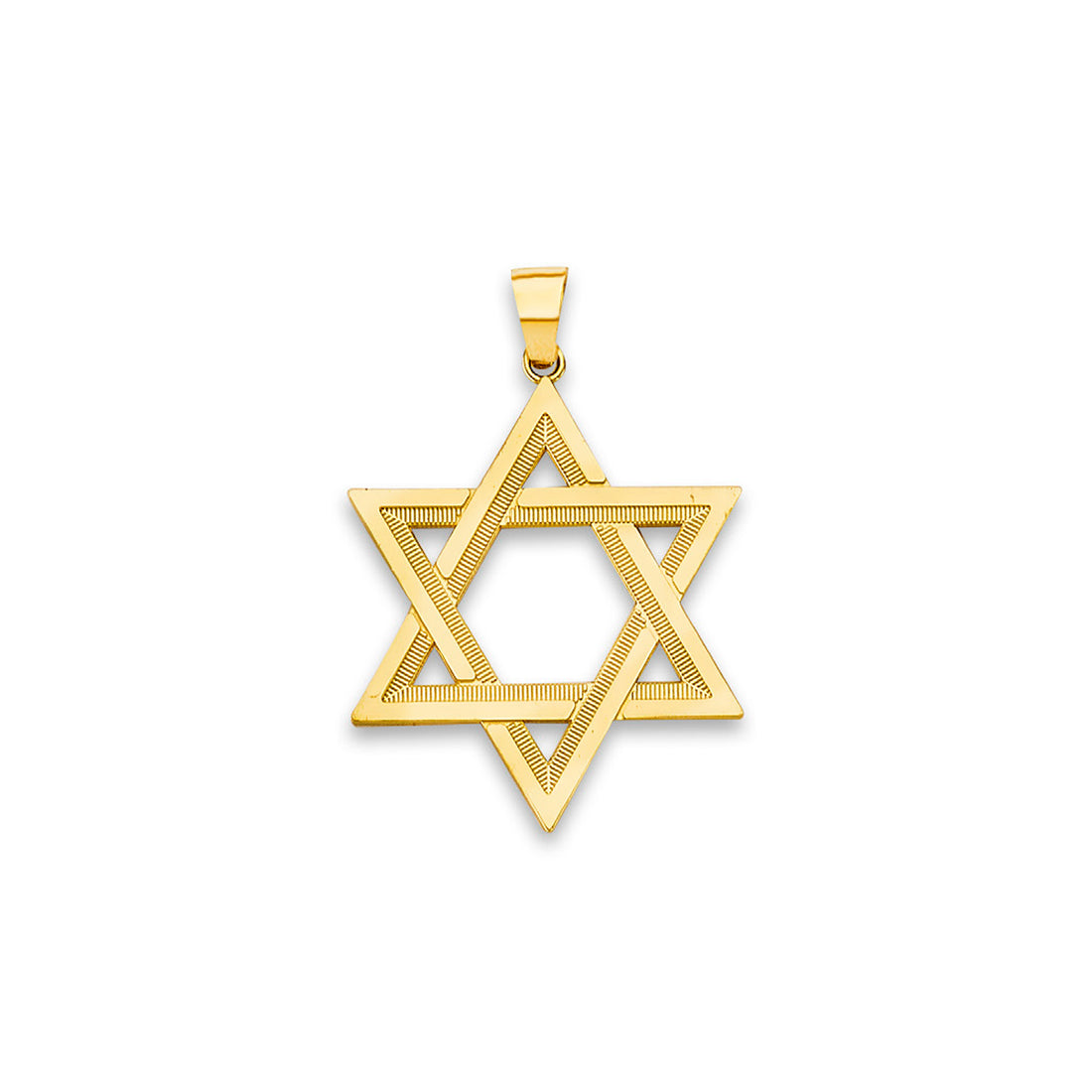 Yellow Gold Minimalist Diamond-cut Star of David Pendant 