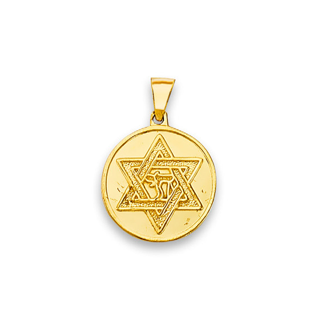 Yellow Gold Round Star of David Medallion Pendant