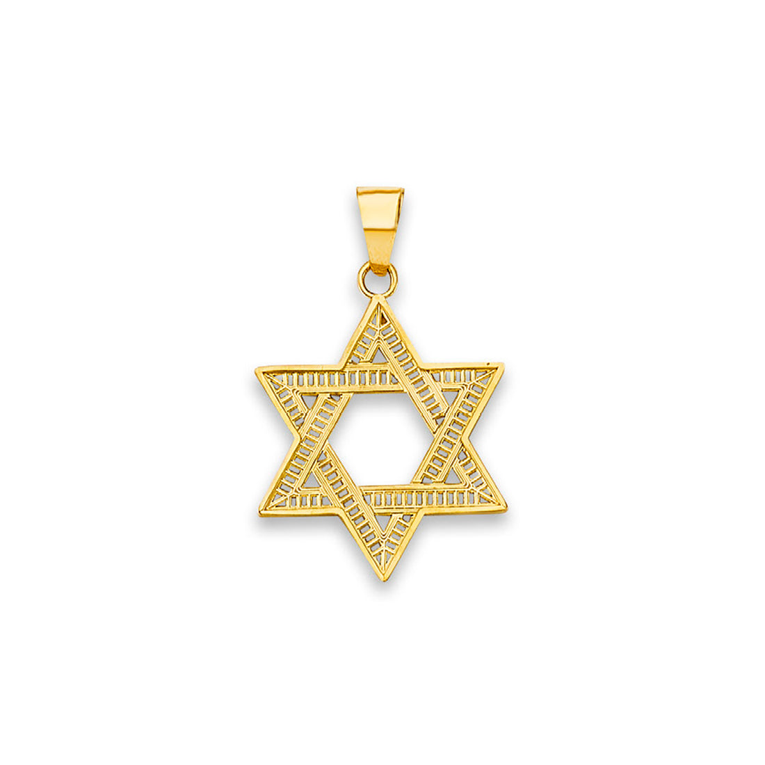Yellow Gold Open Fancy Star of David Religious Pendant