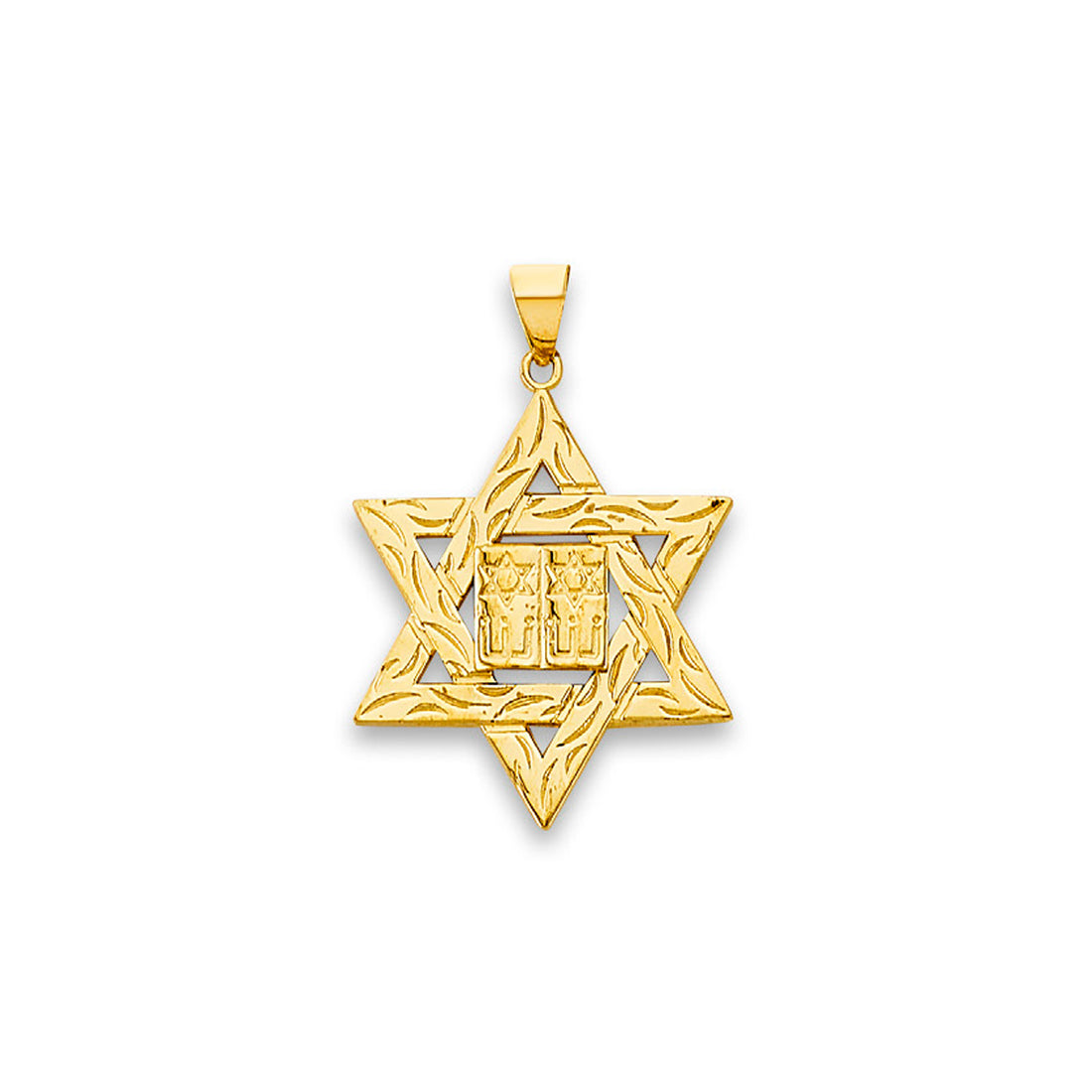 Yellow Gold Jewish Tablets Star of David Pendant