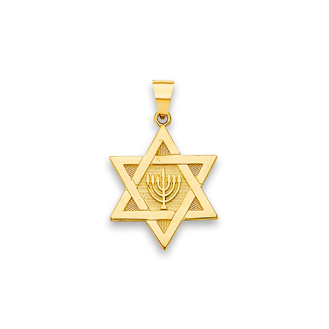 Yellow Jewish Menorah and Star of David Charm Pendant