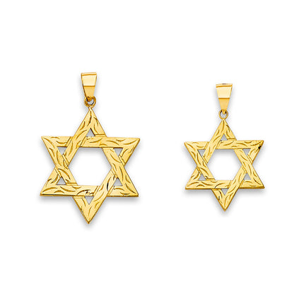 Yellow Gold Stylish Star of David Religious Pendant