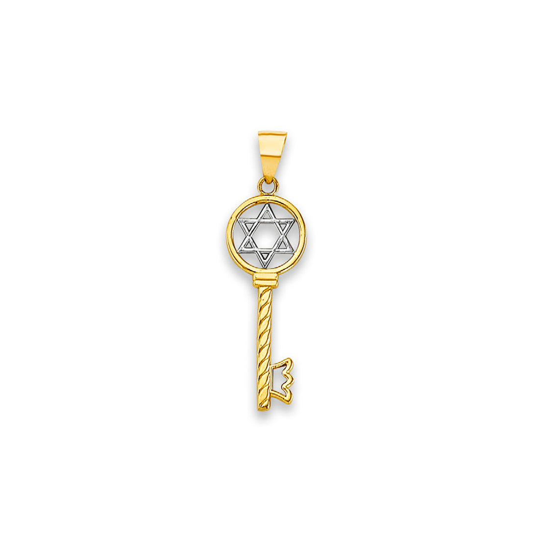 Two Tone Gold Star of David Rope Key Pendant