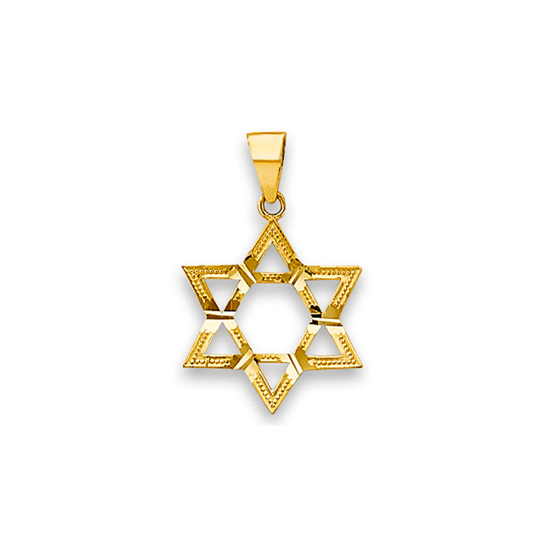 Yellow Gold Sleek Diamond-cut Star of David Pendant 