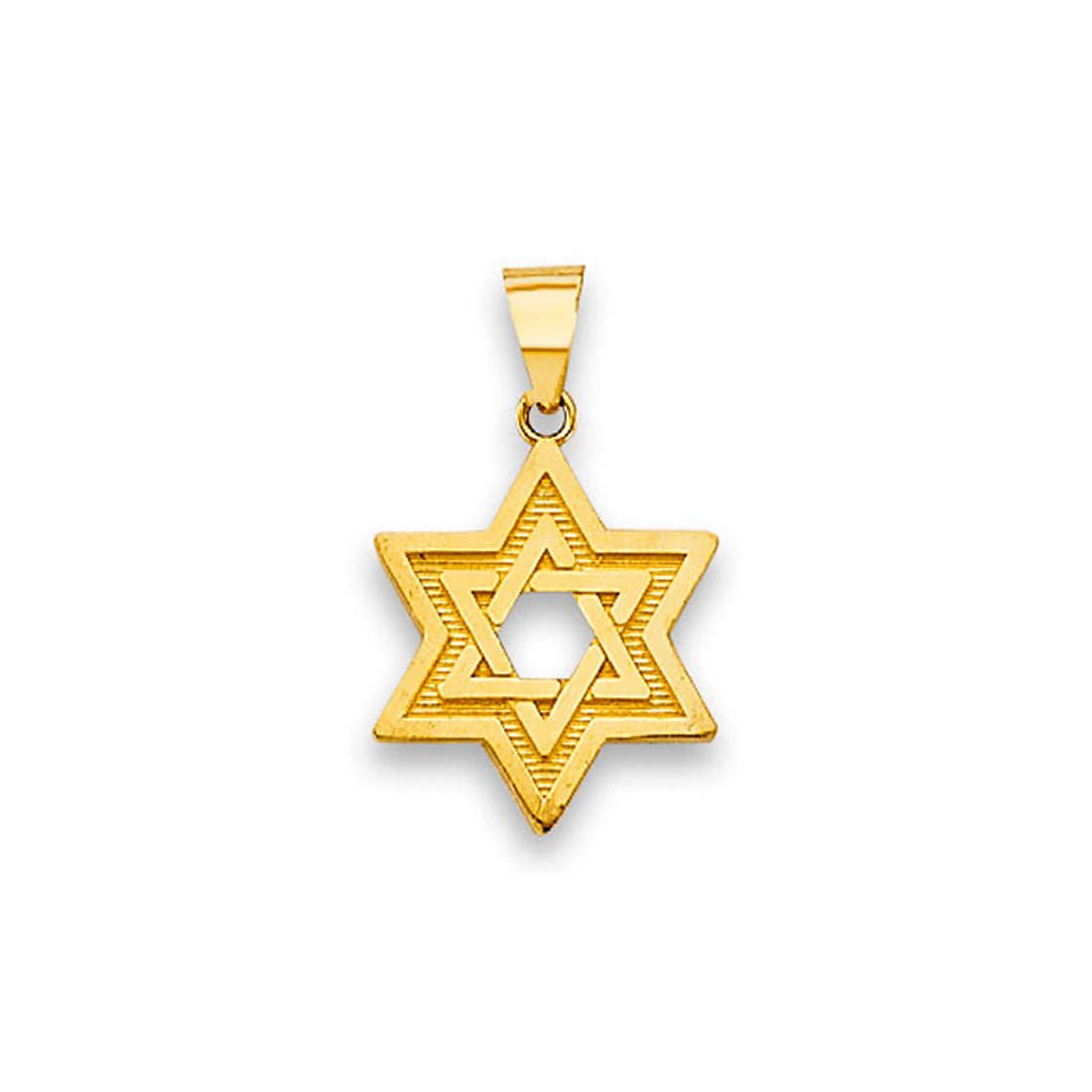 Yellow Gold Inscribed Two in One Star of David Pendant