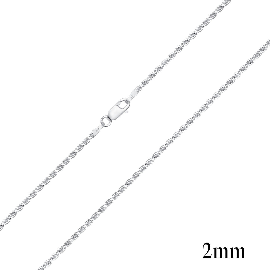 925 Sterling Silver 2mm Rope Chain