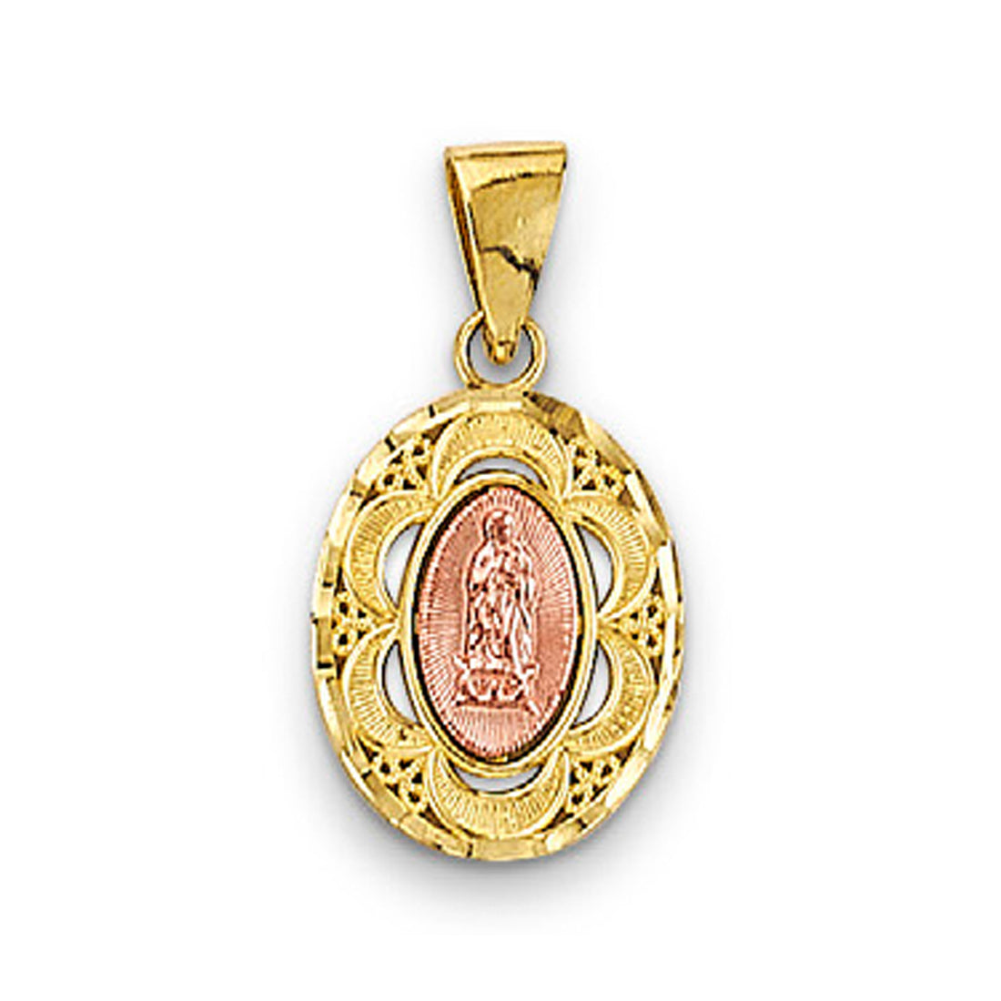 Two Tone Gold Lady of Guadalupe Pendant
