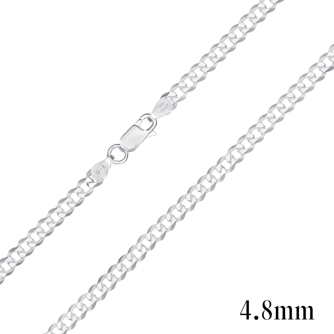 925 Sterling Silver 4.8mm Curb Chain