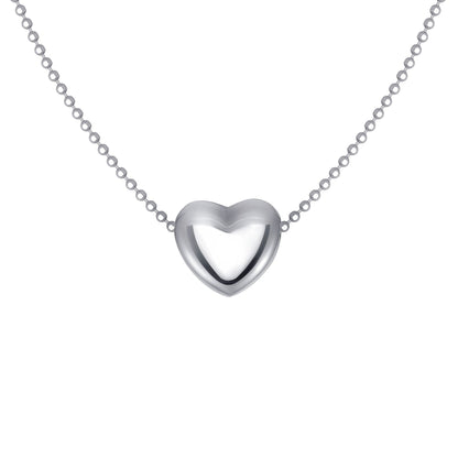 925 Sterling Silver Thick Heart Outline Pendant Necklace