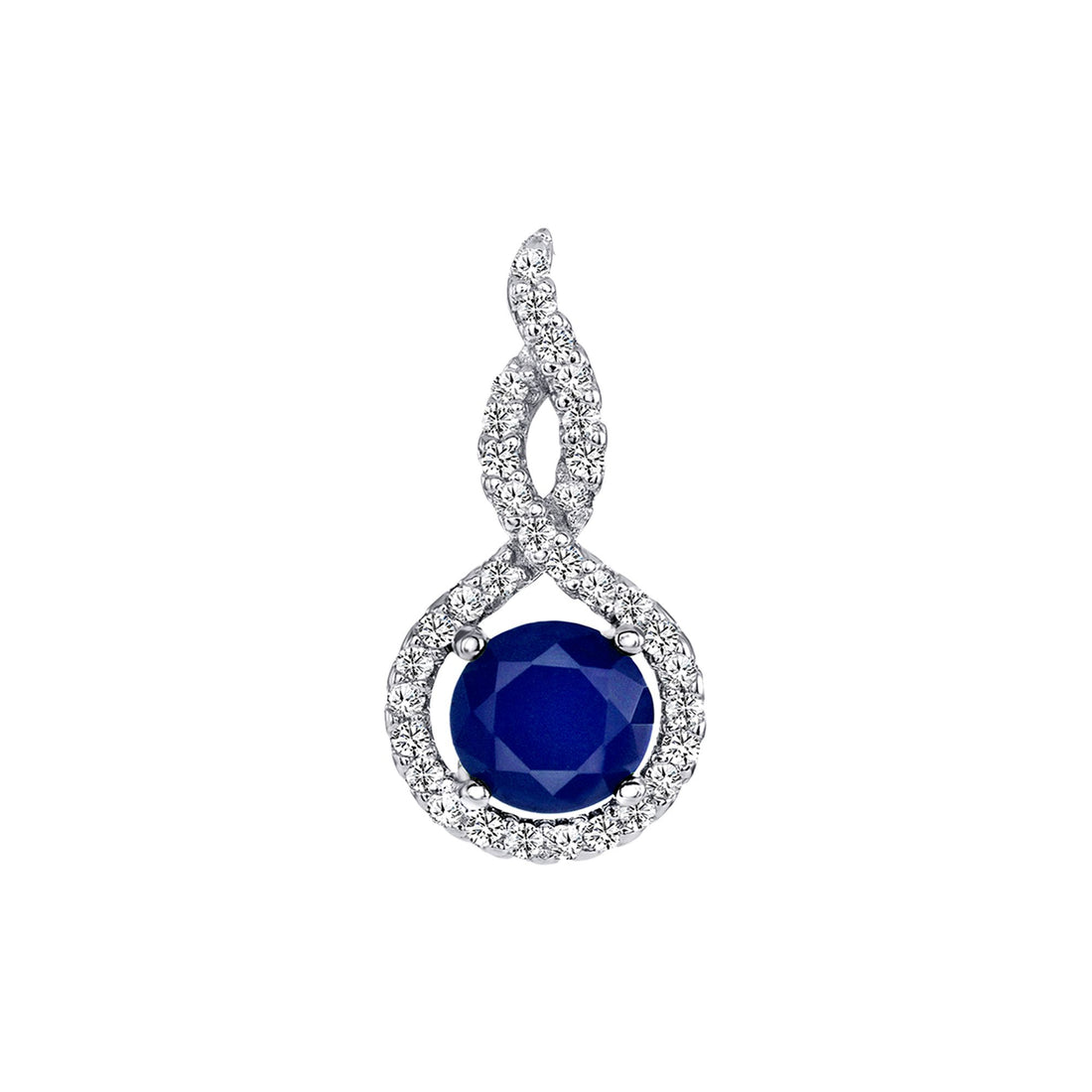 925 Sterling Silver Round Cut Blue CZ with Twisted CZ Halo Teardrop Pendant &amp; Earrings Jewelry Set