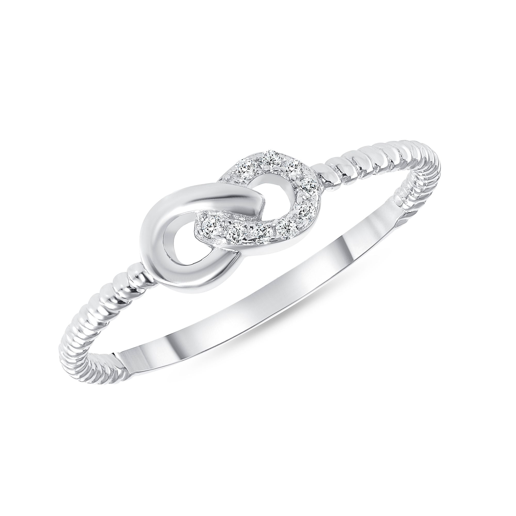 925 Sterling Silver Round CZ Infinity Rope Fashion Ring