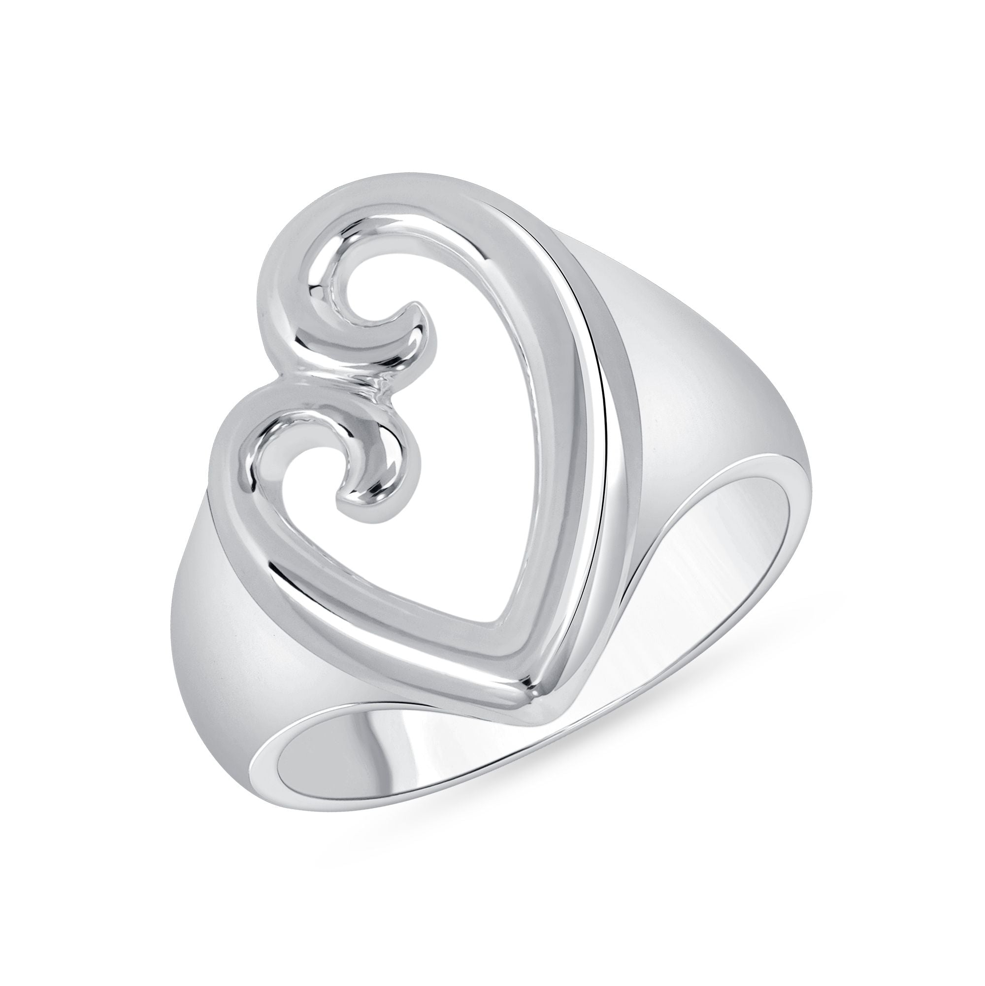 925 Sterling Silver Stylish Openwork Heart-Shaped Fashion Ring