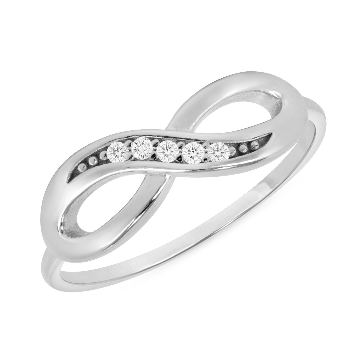 925 Sterling Silver Round CZ Infinity Fashion Ring