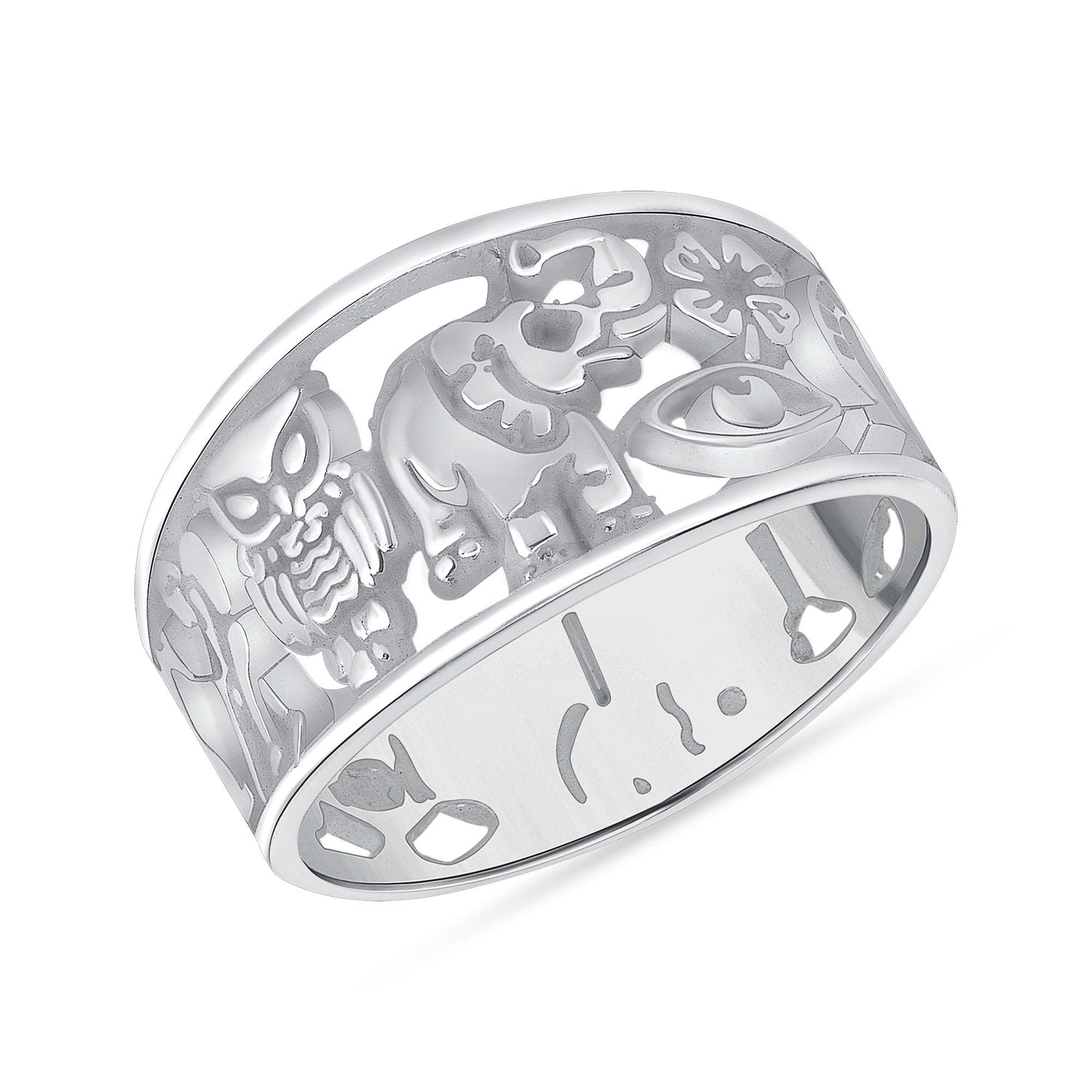 925 Sterling Silver Lucky Symbols Cutout Ring