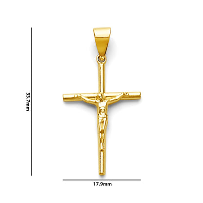 Yellow Gold Crucifix Cross Pendant with Measurement