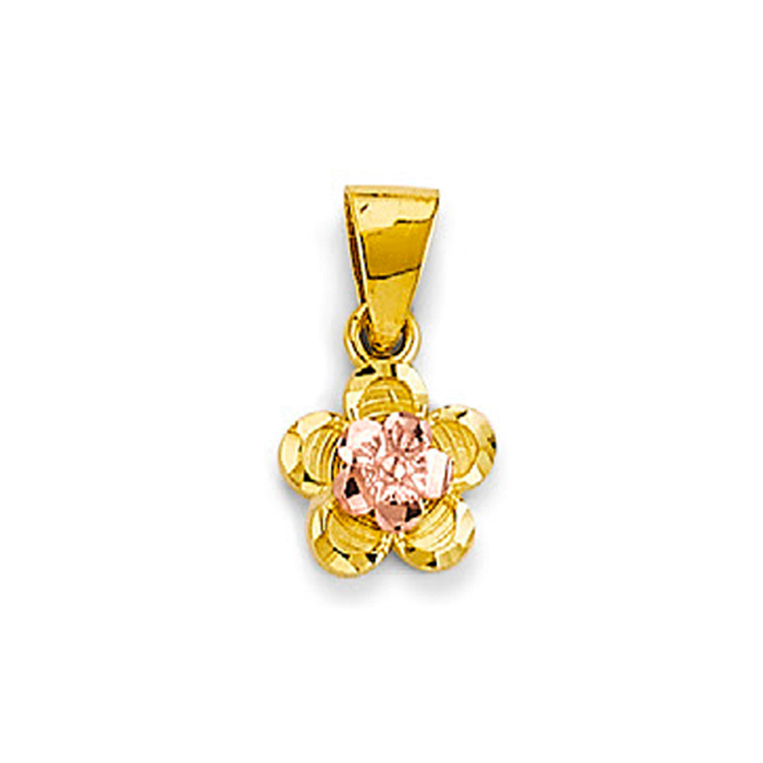 Two Tone Gold Double Textured Flower Pendant