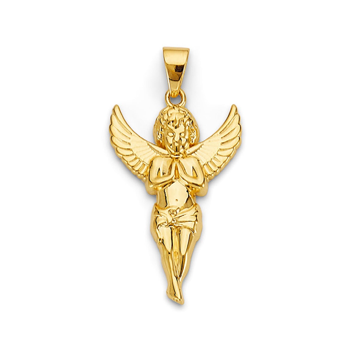 Yellow Gold Praying Angel Religious Pendant