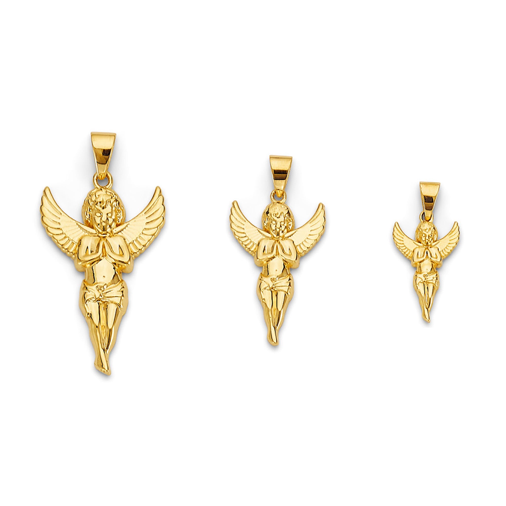 Yellow Gold Praying Angel Religious Pendant