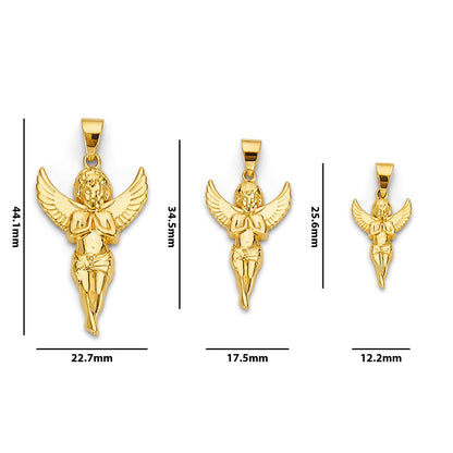 Yellow Gold Praying Angel Religious Pendant