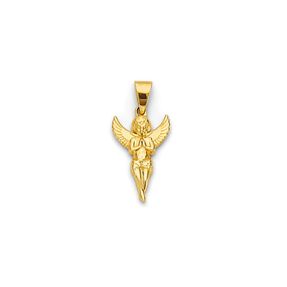 Yellow Gold Praying Angel Religious Pendant