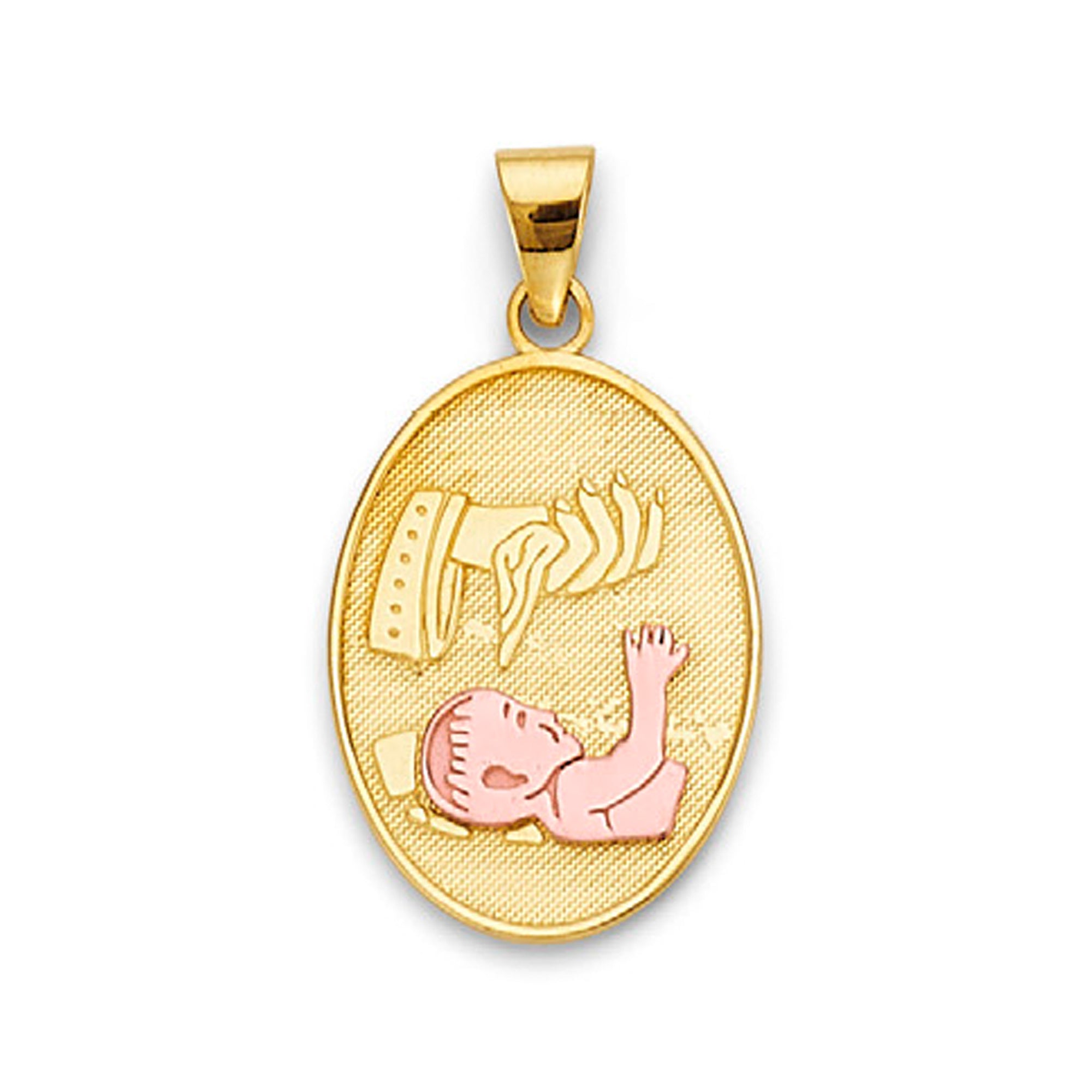 Two Tone Gold Religious Baby Baptism Pendant