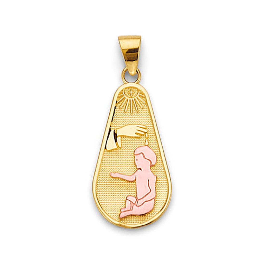 Two Tone Gold Christianity Baptism Pendant