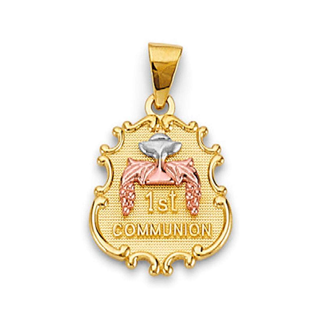 Tri Tone Gold First Communion Designer Pendant