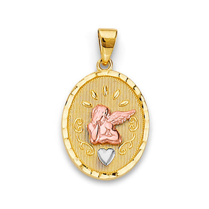 Tri Tone Gold Tablet Angel Motif Pendant