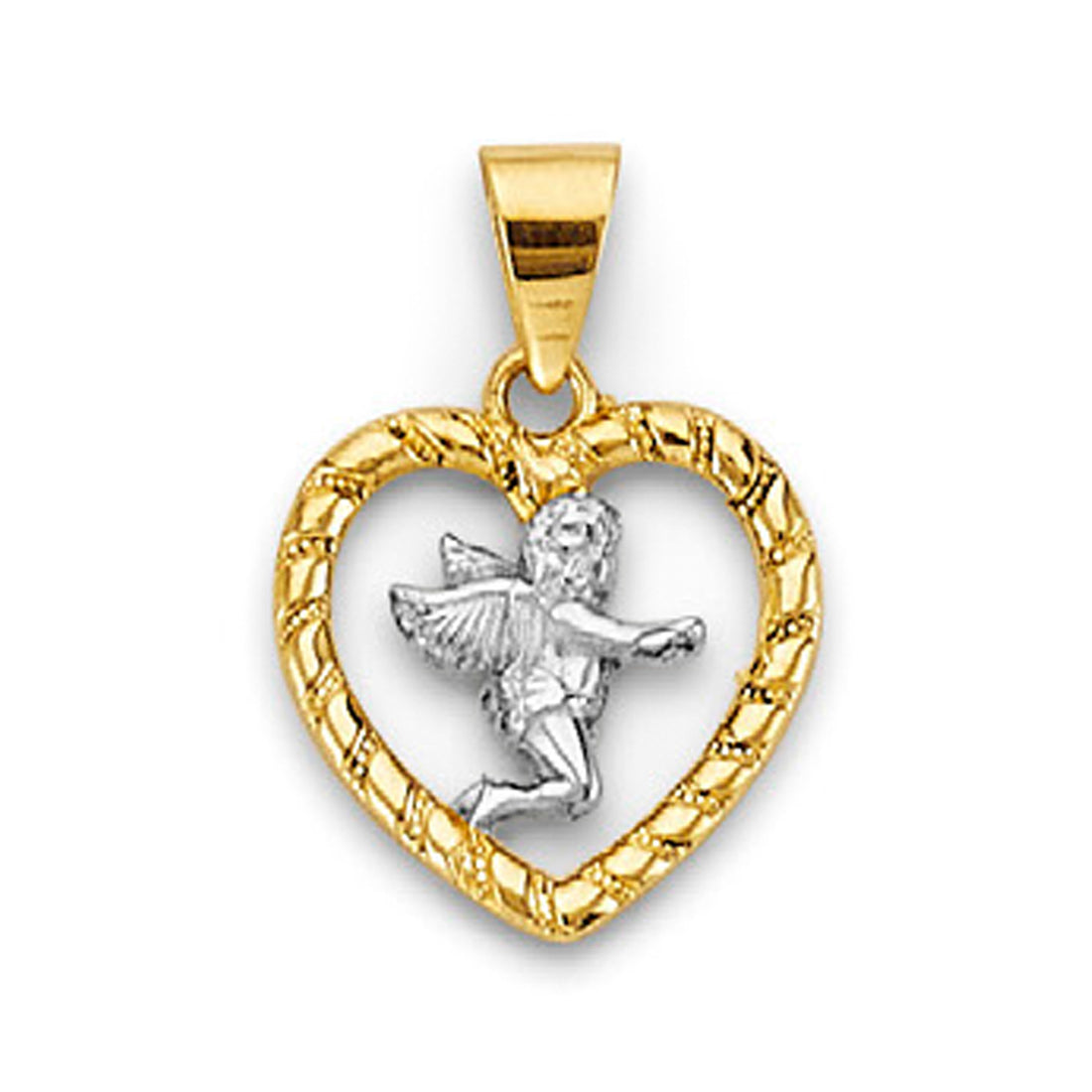 Two Gold Angel Open Heart Pendant