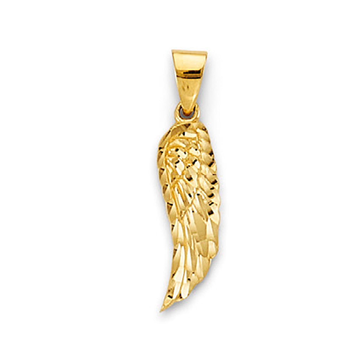 Yellow Gold Sharp Edged Angel Wing Charm Pendant