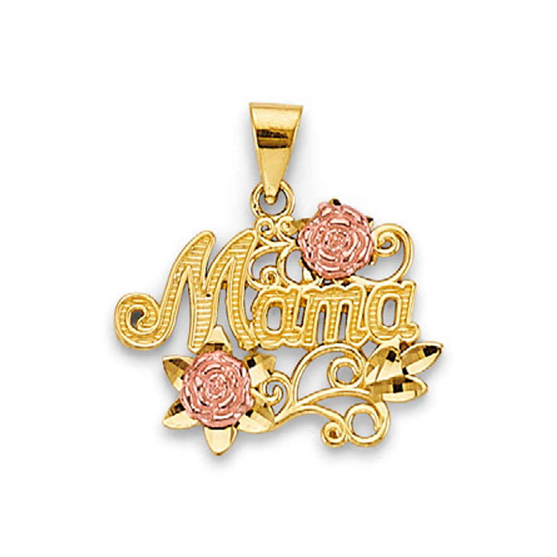 Two Tone Gold Floral MAMA Pendant 