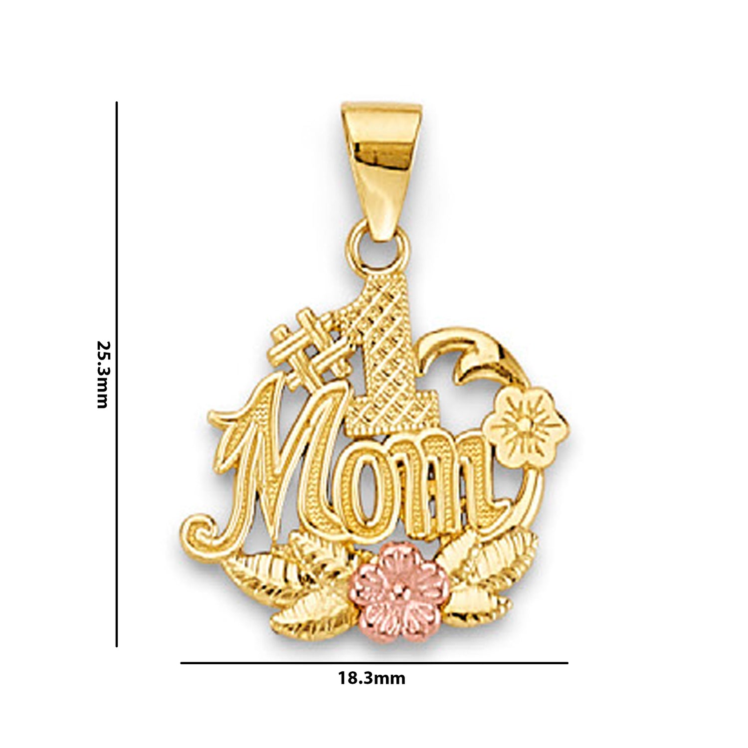 Two Tone Gold Floral Number One MOM Pendant