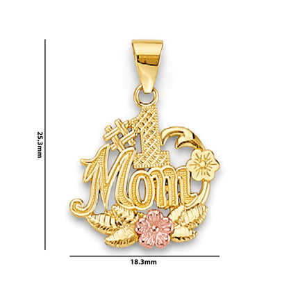 Two Tone Gold Floral Number One MOM Pendant