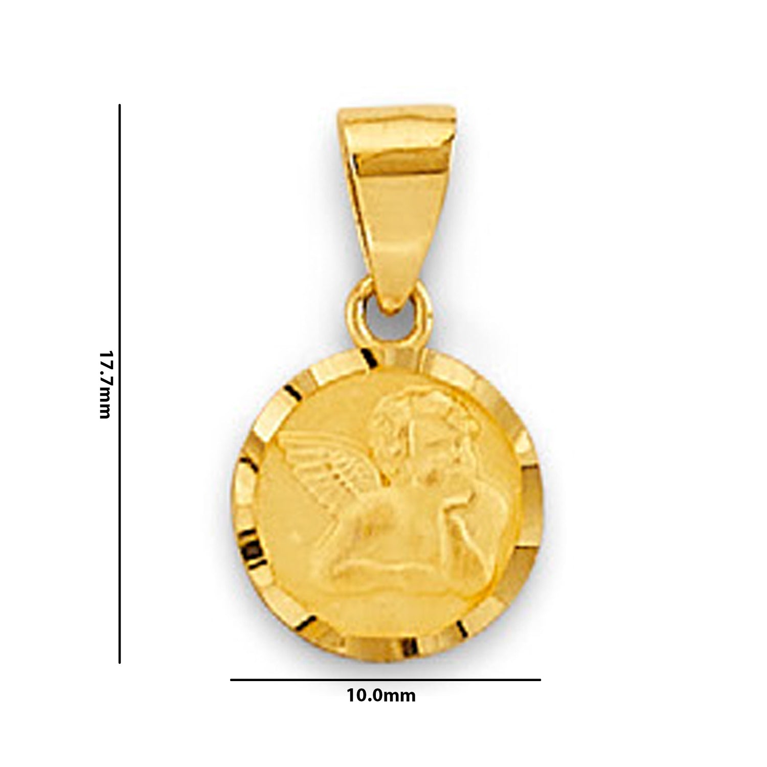 Yellow Gold Little Angel Signet Pendant with Measurement
