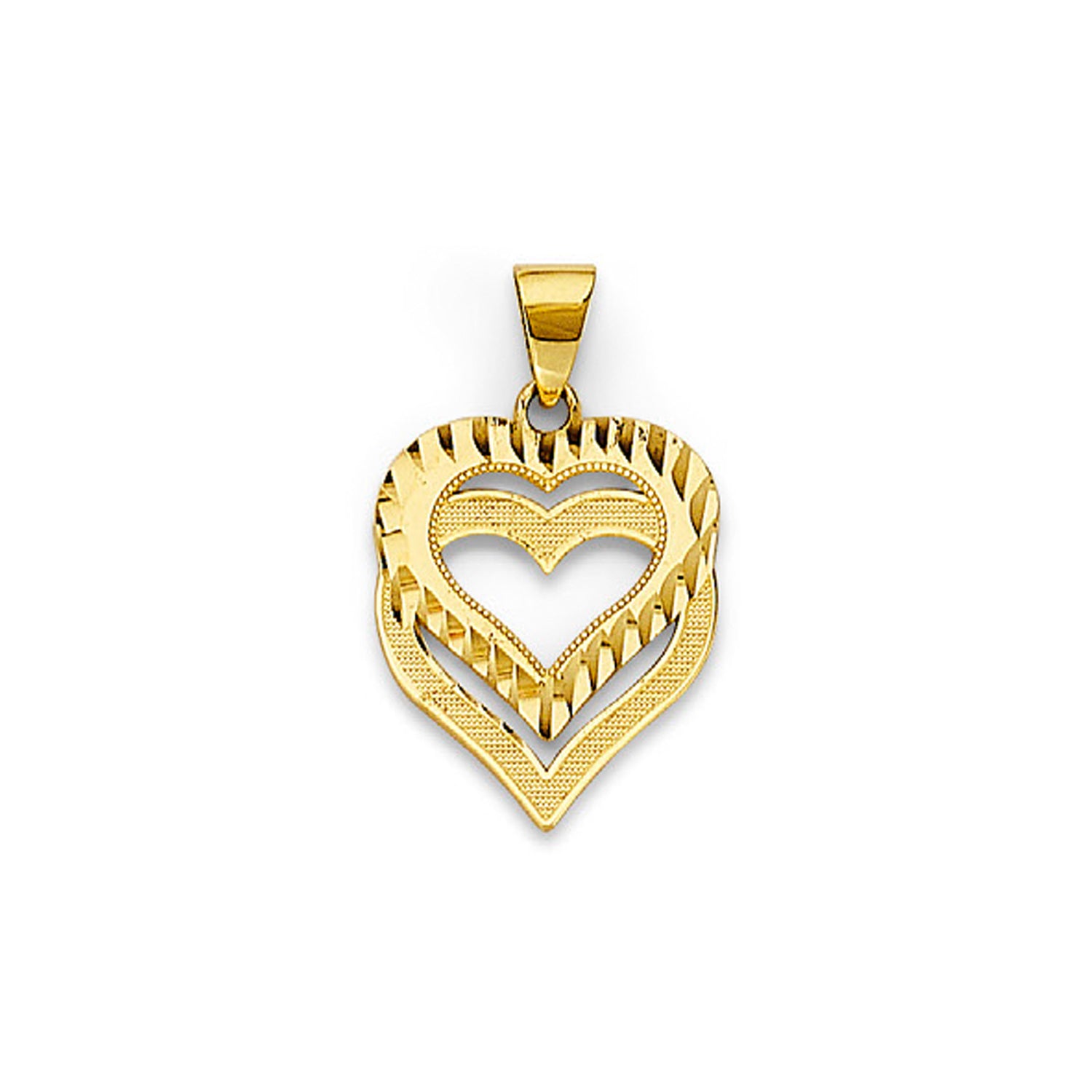 Yellow Gold Double Stacked Textured Pendant 