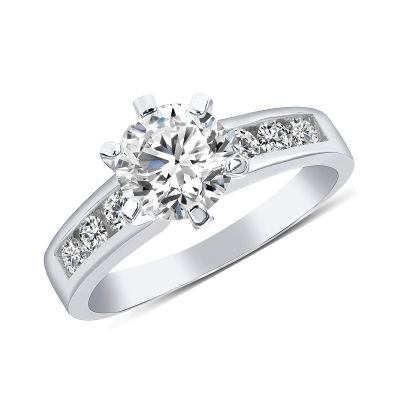 925 Sterling Silver Channel Set Round CZ Engagement Ring