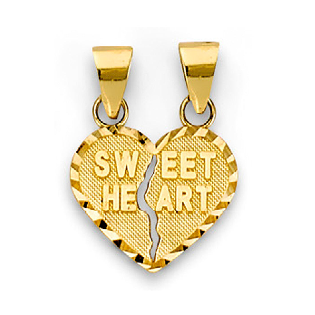 Yellow Gold Sweet Heart Heart Shape Break Apart Pendant