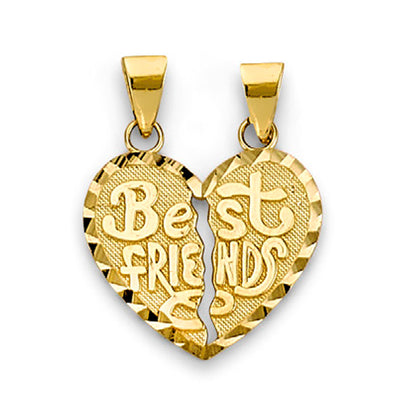 Yellow Gold Best Friends Heart Shape Break Apart Pendant