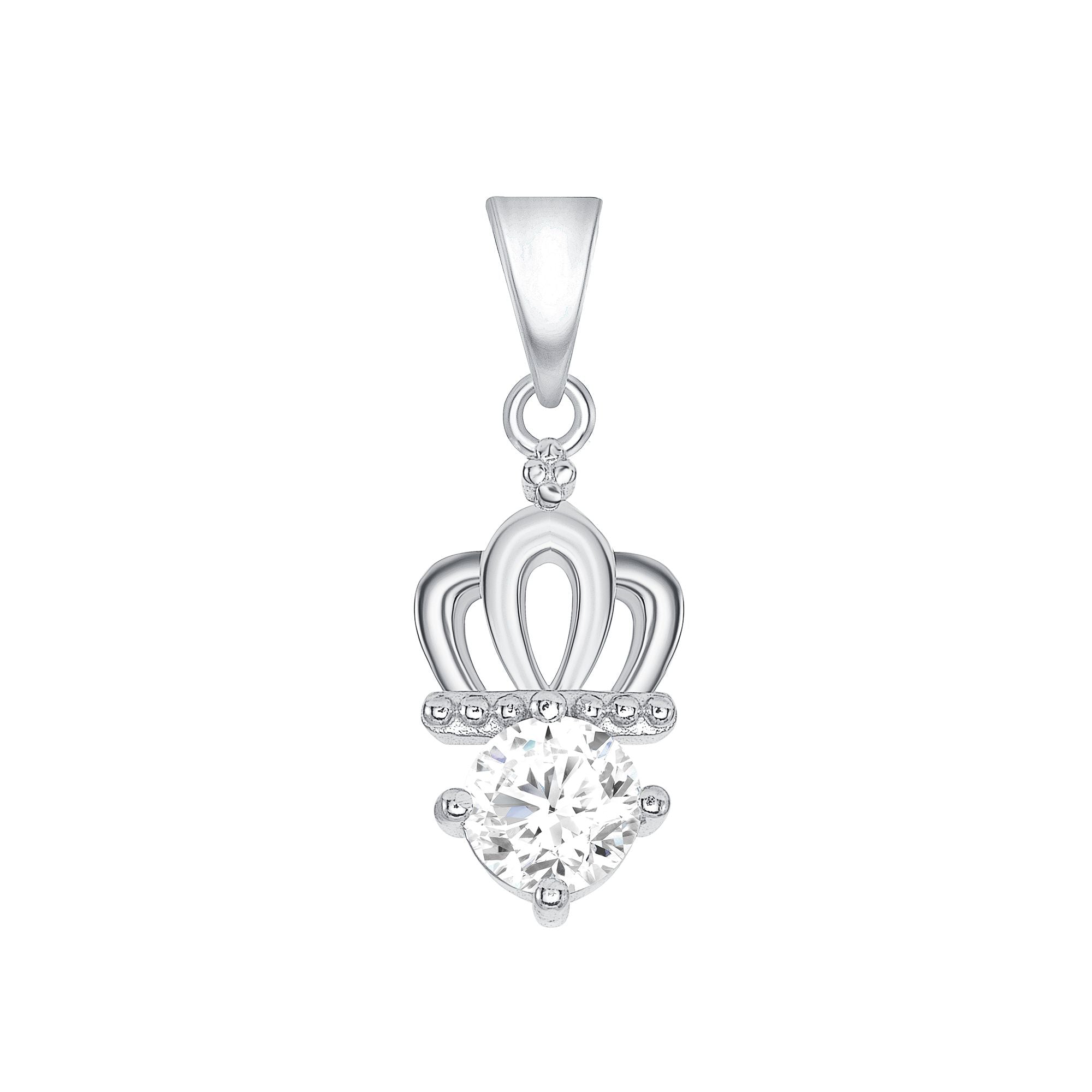 925 Sterling Silver Round Cut CZ &amp; Milgrain Crown Pendant &amp; Dangle Earrings Jewelry Set