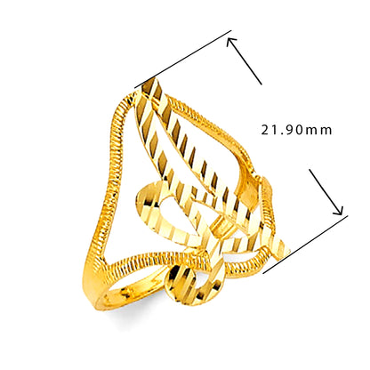 Yellow Gold Diamond Cut Cursive Initial Split Band Ring