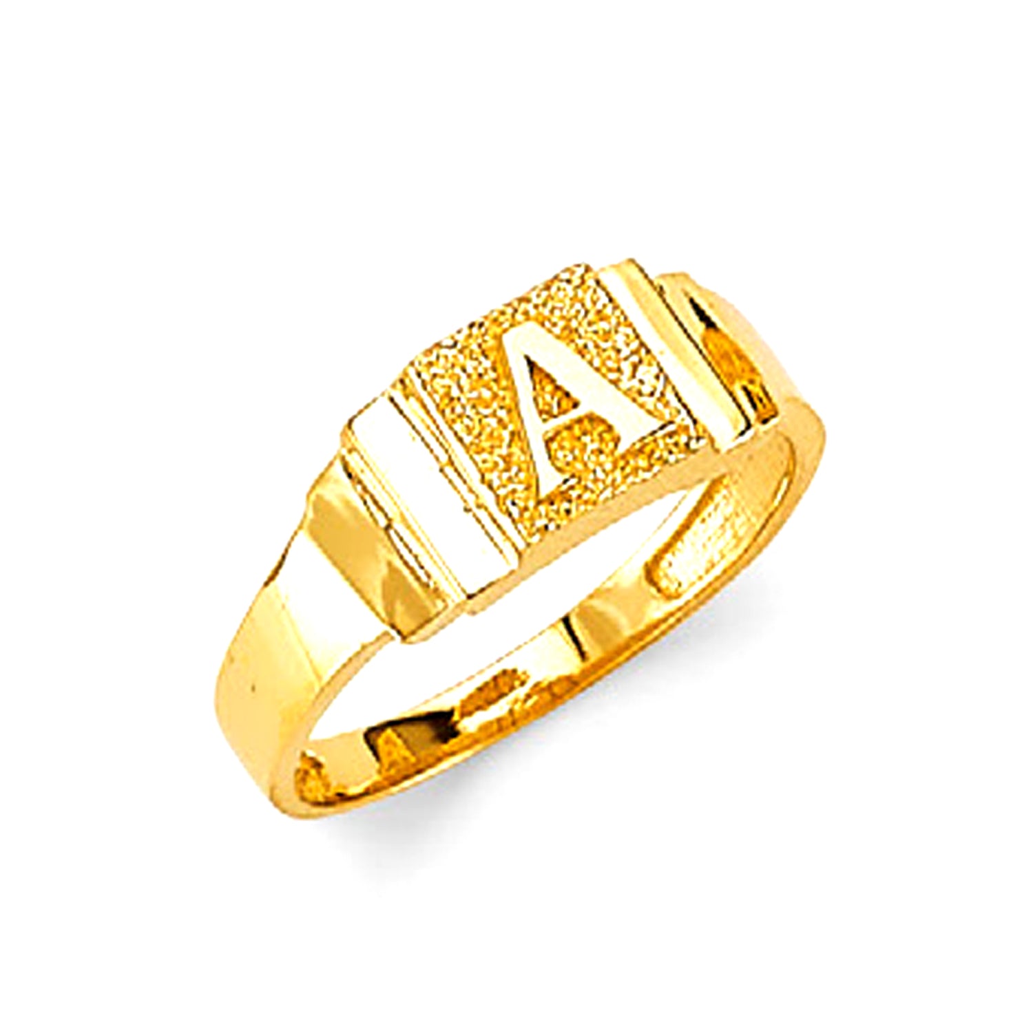 Yellow Gold Tiered Initial Textured Ring