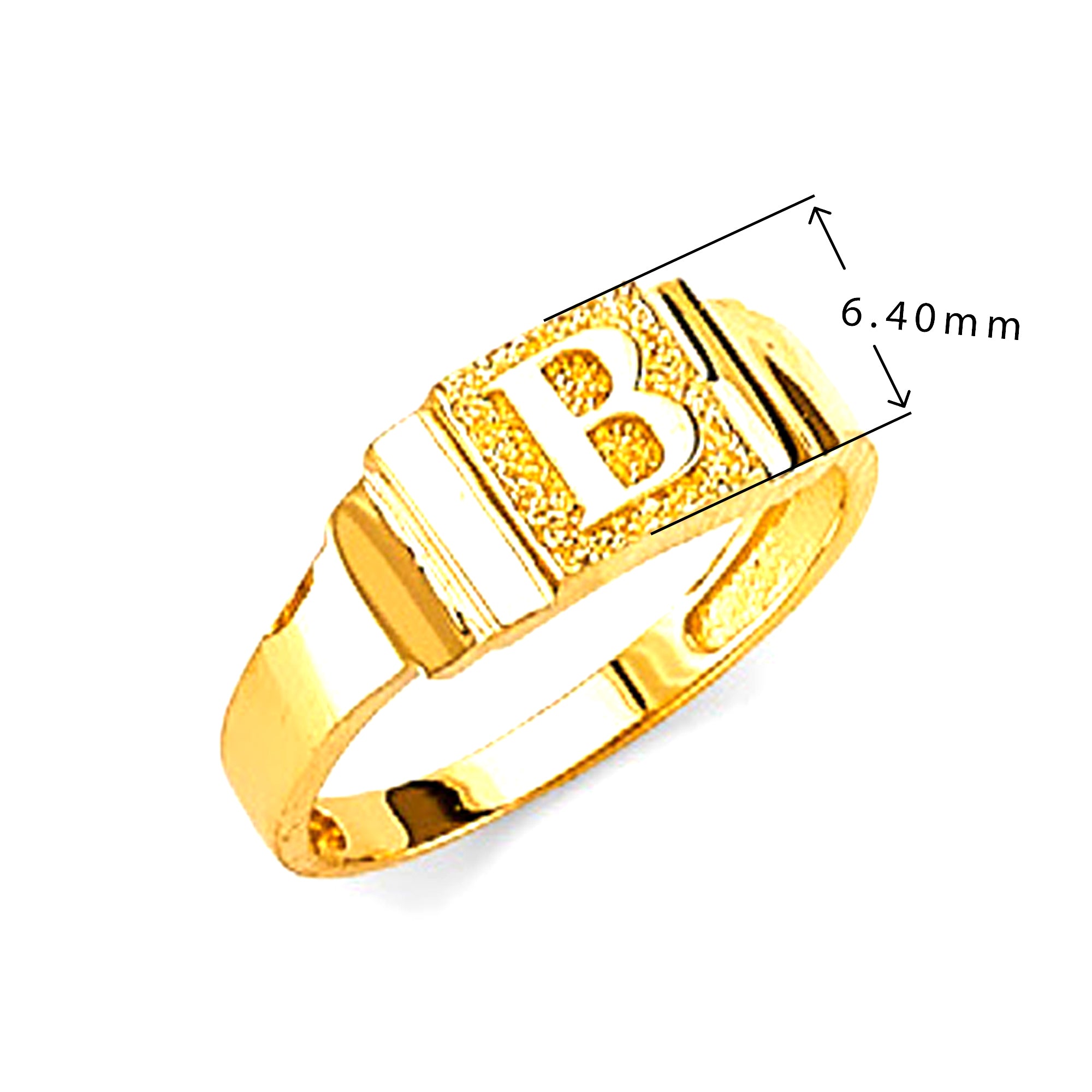 Yellow Gold Tiered Initial Textured Ring